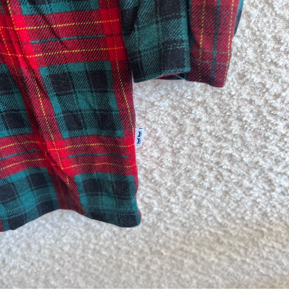 Little Sleepies Men’s Christmas Bamboo Plaid Red Green Pajama Shirt‎ Size Large - Picture 9 of 10
